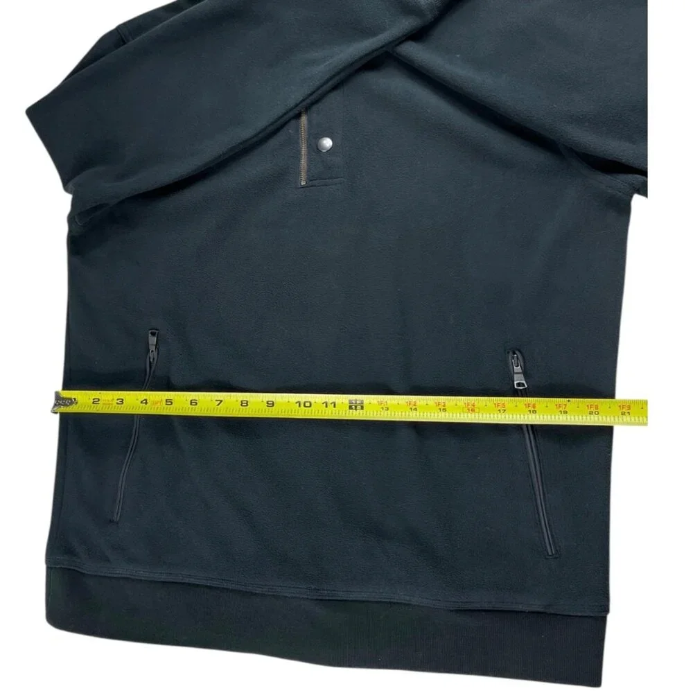 Banana Republic Men’s Quarter Zip Snap Pullover Black Fleece Top Size Large